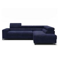 Tamsiai mėlynos spalvos kampinė sofa iš kordinio velveto (su dešiniuoju kampu/„L“ formos) Colesio – ELTAP