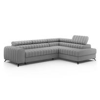 Pilkos spalvos kampinė sofa iš velveto (su dešiniuoju kampu/„L“ formos) Kanedo – ELTAP