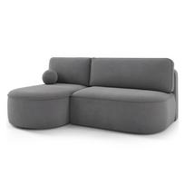 Pilkos spalvos sulankstoma/su sandėliavimo vieta kampinė sofa iš velveto (su kairiuoju kampu/su gultu) Livosa – ELTAP