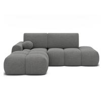 Pilkos spalvos sulankstoma/su sandėliavimo vieta kampinė sofa iš boucle (su kairiuoju kampu/su gultu) Vittario – ELTAP