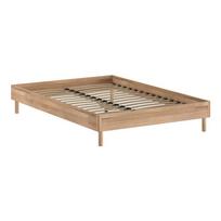 Natūralios spalvos iš ąžuolo masyvo dvigulė lova be galvūgalio su lovos grotelėmis 140x200 cm Forrest – Vipack