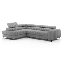 Pilkos spalvos kampinė sofa iš velveto (su kairiuoju kampu/„L“ formos) Kanedo – ELTAP