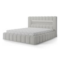 Kreminės spalvos dvigulė lova audiniu dengta su sandėliavimo vieta su lovos grotelėmis 140x200 cm Lamica – ELTAP