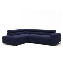 Tamsiai mėlynos spalvos kampinė sofa iš kordinio velveto (su kairiuoju kampu/„L“ formos) Colesio – ELTAP