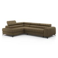 Šviesiai rudos spalvos kampinė sofa iš velveto (su kairiuoju kampu/„L“ formos) Kanedo – ELTAP