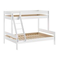 Baltos spalvos dviauktė vaikiška lova su lovos grotelėmis 140x200/90x200 cm Primo – Vipack