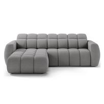 Pilkos spalvos kampinė sofa iš boucle (su kairiuoju kampu/su gultu) Fanito – ELTAP