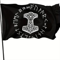 And Rune Wheel Norse Mythology Symbol National Garden Flag Outdoor Flag Banner Breeze Flag Home House Flags 90*150Cm 60x90cm black