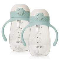 Mother K Infant Hug Weight Straw Cup 300ml, 2 pcs, mint gray