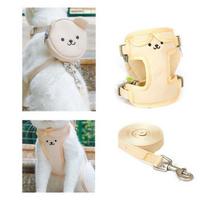 PPL pet dog teddy bear backpack harness leash set, beige beige