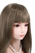 Figure head only, high-quality TPE head, head only, wig type, 2 connection methods, wig type #203-long hair (stand not included) gray