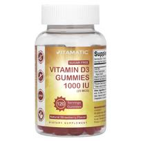 Vitamatic, vitamino D3 guminukai, natūralaus braškių skonio, 1000 TV (25 mcg), 120 guminukų