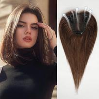 HAIRCUBE Daugiaspalvis 100% Remy Žmogaus Plaukų Toppers Silk Base Clip Pieces Plaukų priauginimas moterų plaukams brown