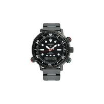 SEIKO Prospex 40-mečio riboto leidimo daugiafunkcis dvigubo ekrano saulės energija maitinamas nardymo laikrodis Saulės judėjimas Plieninis dirželis Vyriškas laikrodis Juodas D SNJ037P1 juoda
