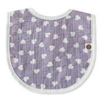 Bunny Blossom printed gauze bib, heart purple, 1 piece, 1 piece gray