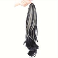 Klipso tipo ilgos garbanotos banguotos plaukų uodegos priauginimai, sintetiniai, su spaustukais, elegantiški kasdieniam naudojimui, plaukų aksesuarai 50cm gray