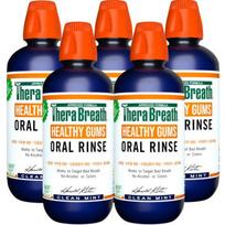 „Thera Breath Healthy Gums“ burnos skalavimo skystis, švarus mėtų skonio (Alantoinas), 473ml, 5 vnt blue