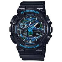 Casio Vyriškas G-SHOCK GA-100CB-1AJF [COOL BLUE] apvalus laikrodis juodos dervos skaitmeninis analoginis