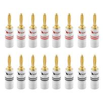 Nakamichi Bananiniai kištukai 24K paauksuoti garsiakalbių kabelių jungtys Aliuminio metalinis korpusas Matmens dydis 4 mm Vnt. Bananinis 12AWG-18AWG (16 (8 poros), Kištukai)