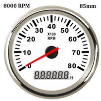 Valties tachometras Jūrų automobilių tachometras su LCD darbo valandų matuokliu 4000/6000/8000 aps./min., tinka dyzeliniam ir benzininiam varikliui black