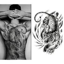 Irezumi Tatuiruotės Lipdukas Tatuiruotės Kopija Henna Demonas Drakonas Tigras Karosas Budda, 1 vnt., Didelis Numeris 1 gray