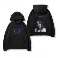 2026 Naujas Billie Eilish gobtuvas vyrams ir moterims A Fleece Amerikietiškas laisvalaikio gobtuvas minkštas medvilninis džemperis laisvas jaukus ir universalus M black