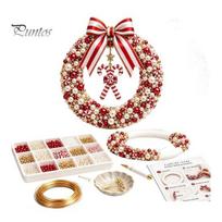 Beaded Garland Crafting Set DIY Christmas Pearl Wreath Kit, Handmade Holiday Door Decor, Elegant Seasonal Home Decor Wall Hanging Craft Project D gray