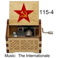Individualiai spausdinama „Internationale“ muzikinė dėžutė medinė rankiniu būdu sukamu mechanizmu, muzikinė dovana seneliui, atminimo suvenyras (Black,Small) juoda