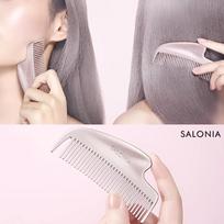 Comb & Gua Sha Duplicating SALONIA Glossy Care Metal Casa Comb Pink Anti-Static Hair Care Hair Brush gray