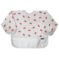 Pli? color combination waterproof long-sleeved bib, 08 gray cherry, 1 piece, 1 piece white
