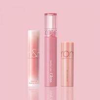 Rom& 3-piece set Glasting Color Gloss 4g + Glasting Melting Balm 3.5g + Mini Juicy Lasting Tint 2g 3-piece set, 02 Naughty Veig_04 Hippie Berry pink