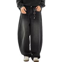 WUXZHI Denim Loose Baggy Street Straight Sarouel Oversized American Plus Fashionable Men's Wide-Leg Pants, Fit, Jeans, Black, Style, Fit, Pants, black