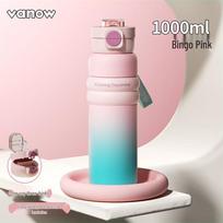Vanow Dual-Drink Insulated Sports Water Bottle with Straw, 1L gray