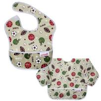 Aplum baby food bib basic + long sleeve set, 010, 1 set beige