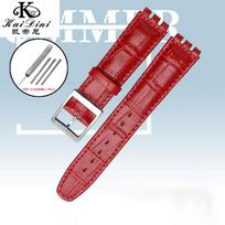 17mm 19mm Karvės odos laikrodžio dirželis SWATCH laikrodžiui Originalus karvės odos apyrankė Vyrams Moterims Vandeniui atsparus Sportinis Pakeičiamas laikrodžio dirželis 17mm red
