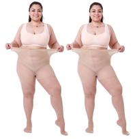 2 Pack Plus Size Pantyhose For Women – 30D Ultra-Sheer Control Top Tights Reinforced Toe & Waistband 7XL beige