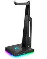 IFYOO RGB žaidimų ausinių stovas su 2 USB prievadais Žaidimų ausinių laikiklis PC Xbox One PS4 Switch Ausinių laikiklis Pakaba ausinių stovas juoda