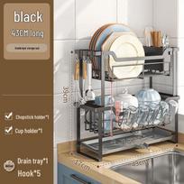 Nordic Style Double-Layer Kitchen Dish Drying Rack gray