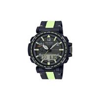 CASIO PRO TREK PRG Collection Quartz Movement Leather Strap Watch Men's Watches Green Dial PRG-650YL-3PR Neon Green Strap black