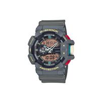 CASIO Vyriškas Laikrodis su Skystųjų Kristalų/Analoginiu Dvigubu Ekranu Pilkos Spalvos GA-400PC-8AJF GA-400PC-8AJF Gray Strap gray