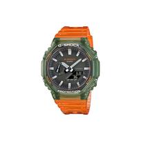 CASIO vyriškas laikrodis su skystųjų kristalų/analoginiu dvigubu ekranu, pilkos spalvos, GA-2100HC-4AER GA-2100HC-4AER Orange Strap gray