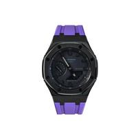 CASIO Unisex 48.5mm Black Watch GA-2100-1A1(Watch8--) Black Case Purple Strap black