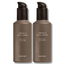 Pure Foret Centella Skin Lotion 2-piece set Acne trouble moisture moisturizing sensitive Centella asiatica basic cosmetics set, 1 set black