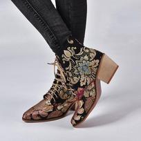 Aukštakulniai suvarstomi moteriški Botas Mujer siuvinėti dydžiai 35-43 retro trumpi aulinukai Botas Femininas moteriški aulinukai 38 auksas