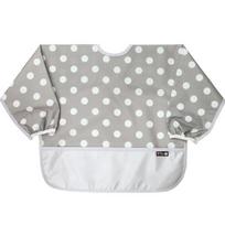Pli? color matching waterproof long-sleeved bib, 05 gray dots, 1 piece, 1 piece gray