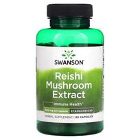 Swanson, Reishi grybų ekstraktas, standartizuotas, 500 mg, 90 kapsulių