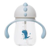Mom Plus Spill-Proof Tritan Dinosaur Straw Cup 260ml, Blue, 1 Piece white