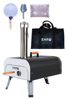 ENRO Nešiojama picos krosnelė Kepimo meistras 2 autentiškos picos sode arba Sandėliavimo maišelis su 2 kg nerūdijančio plieno [Kepkite stovyklaujant] granulės,