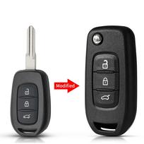 KEYYOU 2/3BNT Remote Modified Car Key For Renault Sandero Dacia Logan Lodgy Dokker Duster Trafic Clio 4 Master 3 Flid Key Shell 3B NO.153 Blade gray
