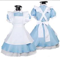 Mergaitės Moterys Cosplay Padavėjos Kambarinės Šventės Sceniniai Kostiumai Alisa Stebuklų Šalyje Mėlynas Šviesus Tonas Lolita Kambarinė S mėlyna